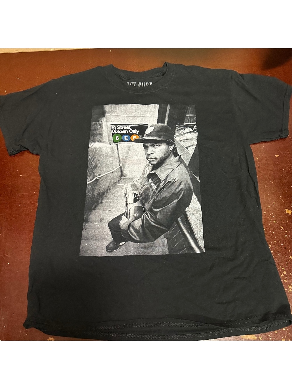 Ice Cube NWA retro photo men’s short sleeve T-shirt, large